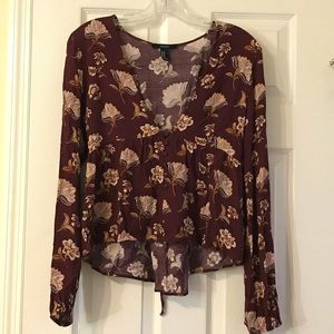 Burgundy Flowing top that ties in the back